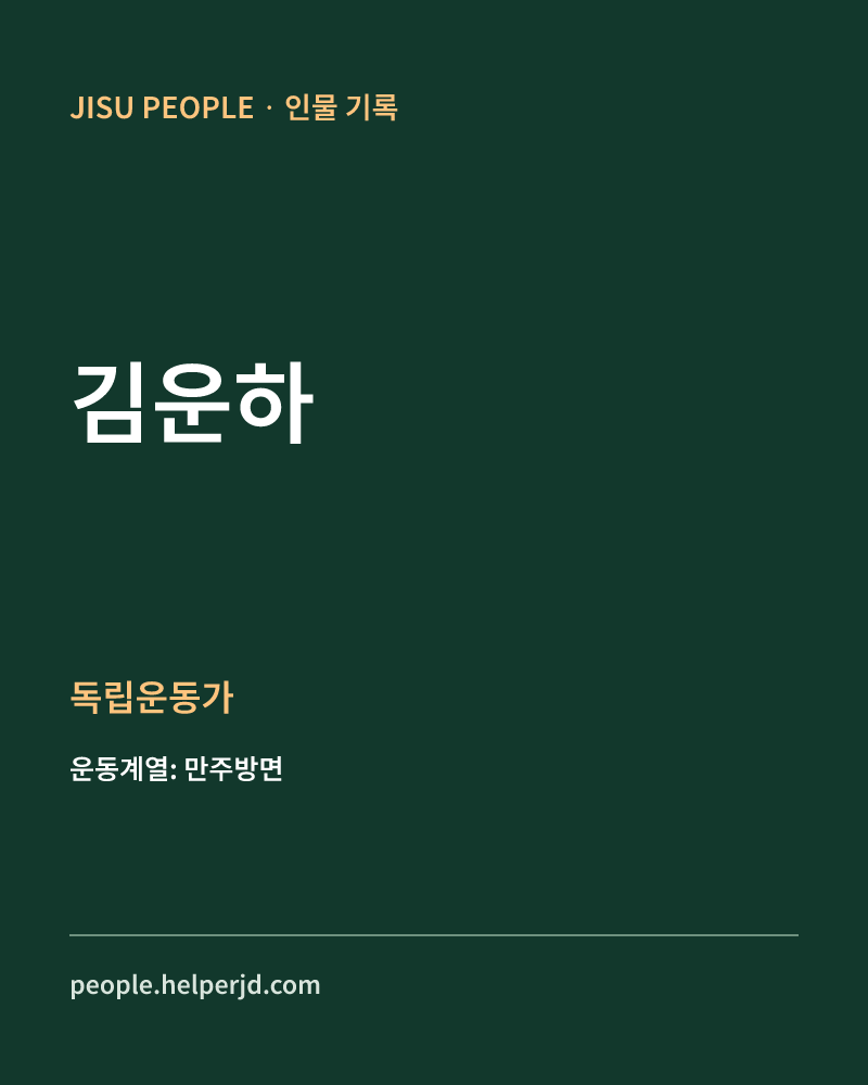 김운하 독립운동가 정보 카드