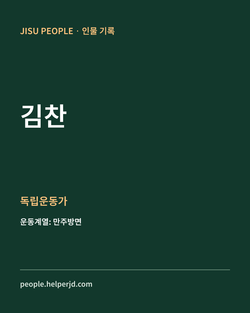 김찬 독립운동가 정보 카드